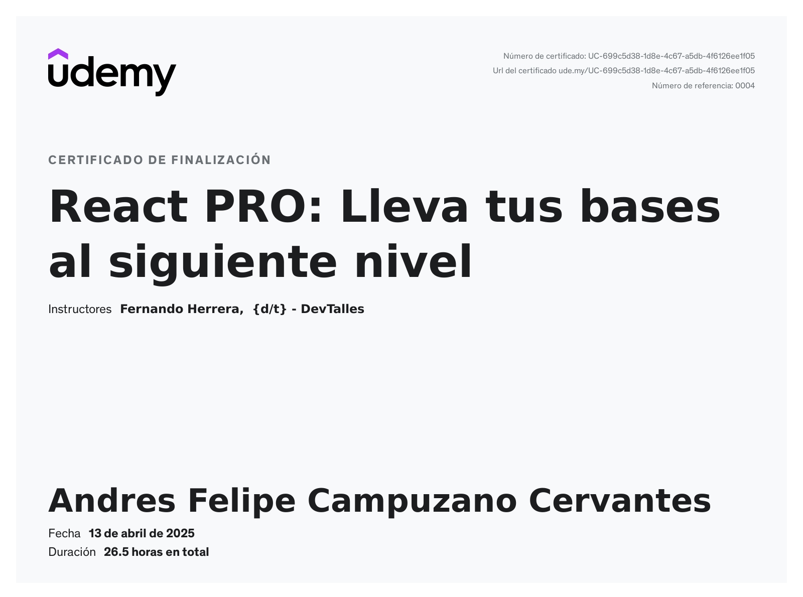 Certificado React PRO: Lleva tus bases al siguiente nivel